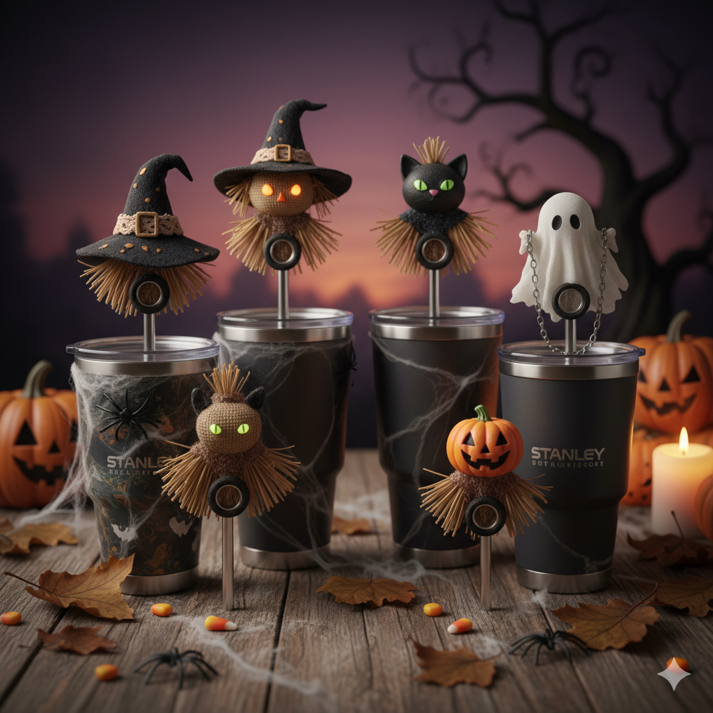 Spooky Halloween Stanley Cup Straw Toppers